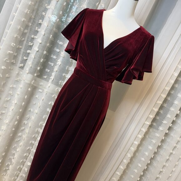 BHLDN Velvet Burgundy Formal Dress - Picture 7 of 15